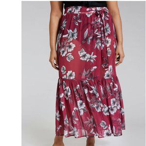 Printed Ruffle Cover-Up Skirt